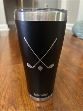 Tervis Black Tumbler with Silver Golf Clubs   30 ounces.  New with tags.